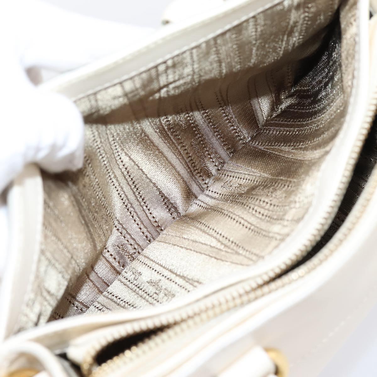 Salvatore Ferragamo Gancini Hand Bag Leather 2way White Gold Tone Auth ka6758