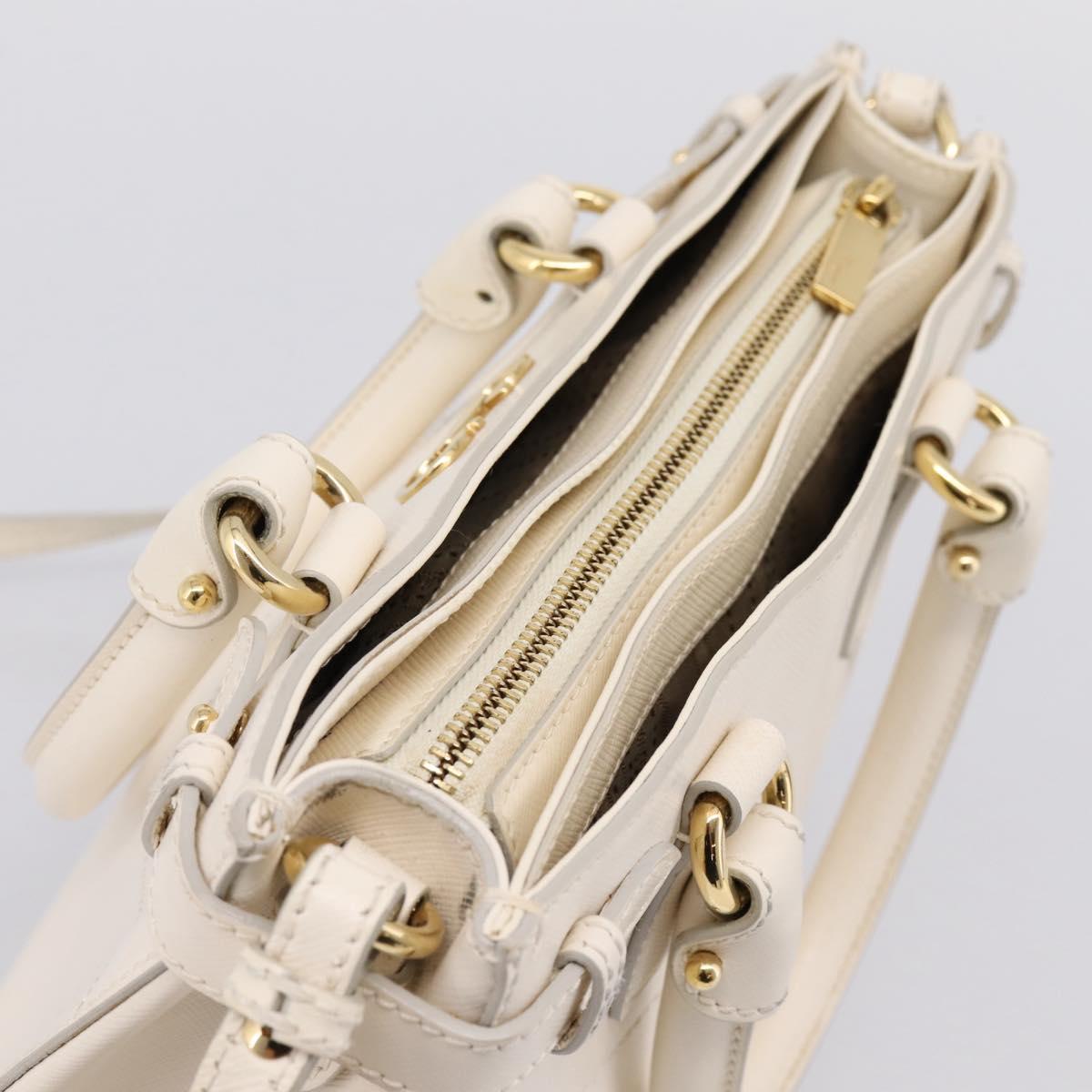 Salvatore Ferragamo Gancini Hand Bag Leather 2way White Gold Tone Auth ka6758