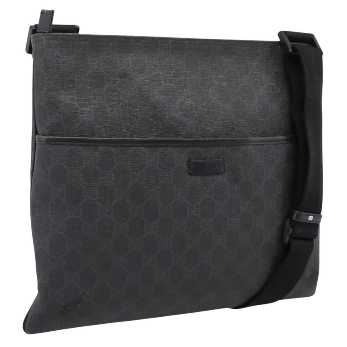 GUCCI GG Supreme Shoulder Bag PVC Black 162904 Auth ka6761