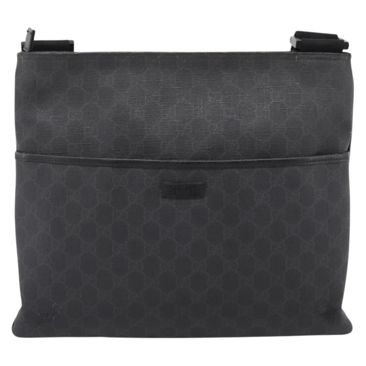 GUCCI GG Supreme Shoulder Bag PVC Black 162904 Auth ka6761