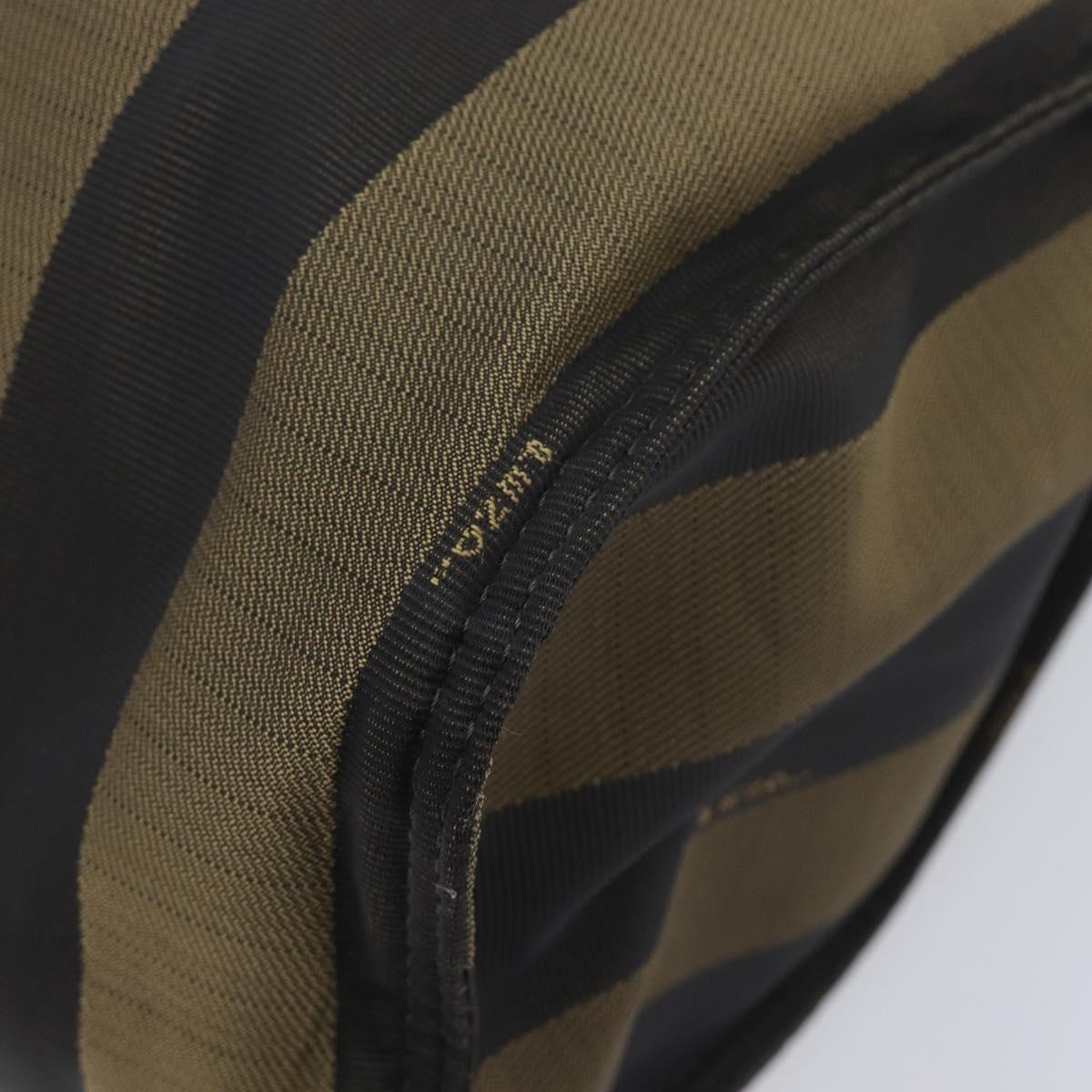FENDI Pecan Tote Bag Canvas Black Khaki Auth ka6763
