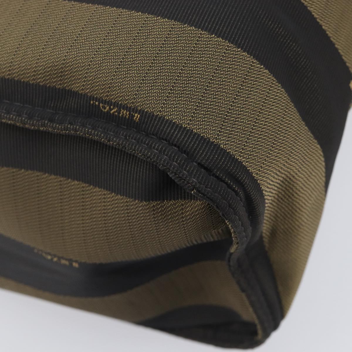 FENDI Pecan Tote Bag Canvas Black Khaki Auth ka6763