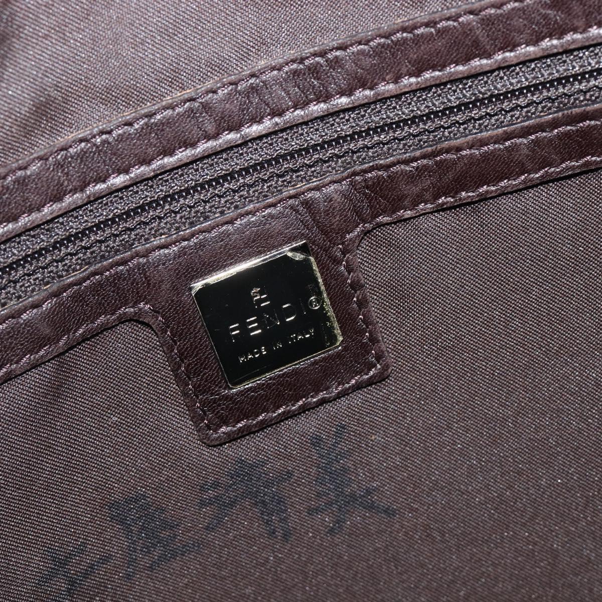 FENDI Pecan Tote Bag Canvas Black Khaki Auth ka6763
