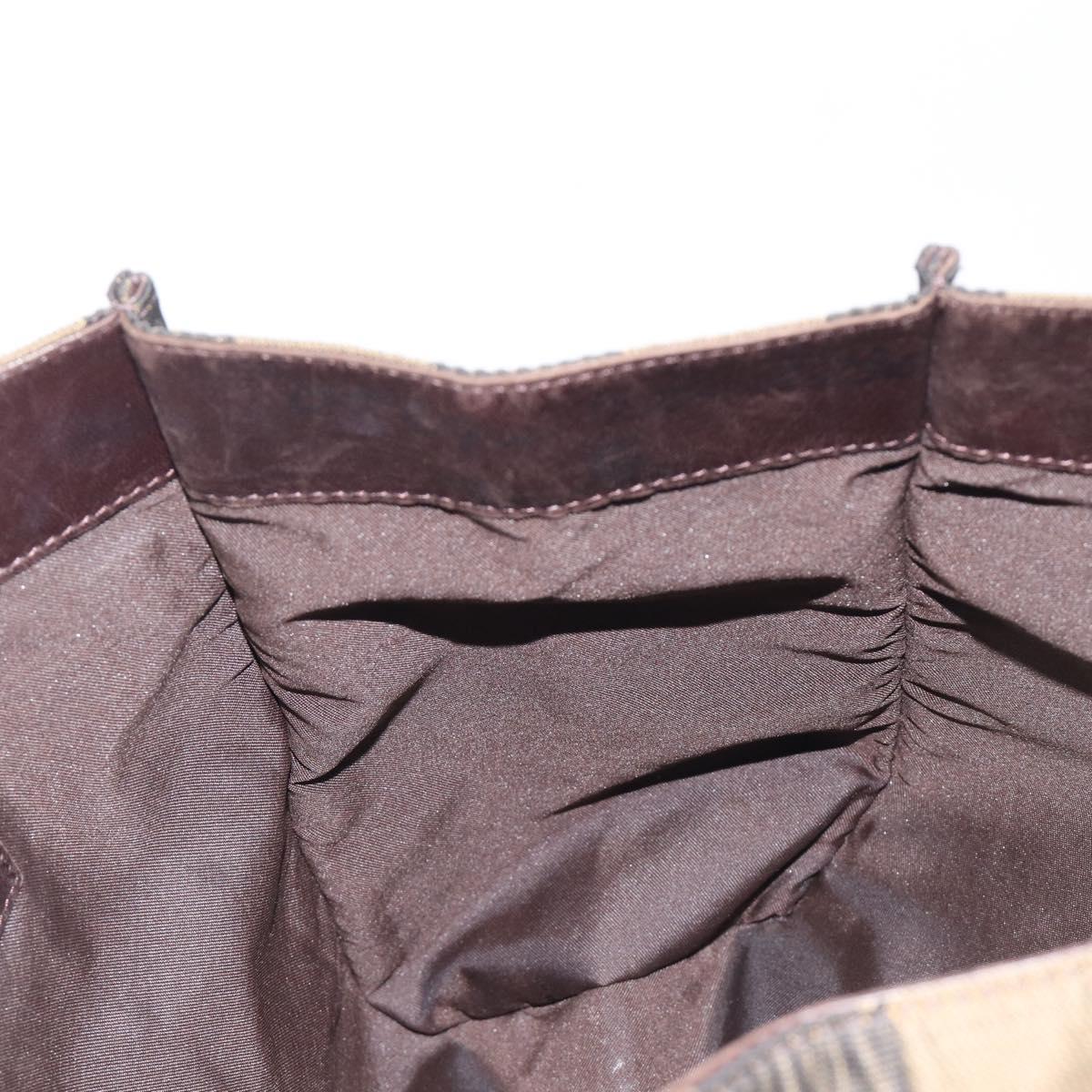 FENDI Pecan Tote Bag Canvas Black Khaki Auth ka6763