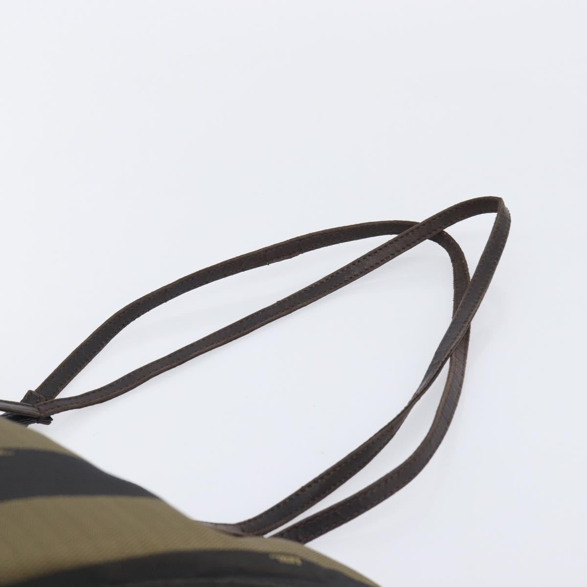 FENDI Pecan Tote Bag Canvas Black Khaki Auth ka6763