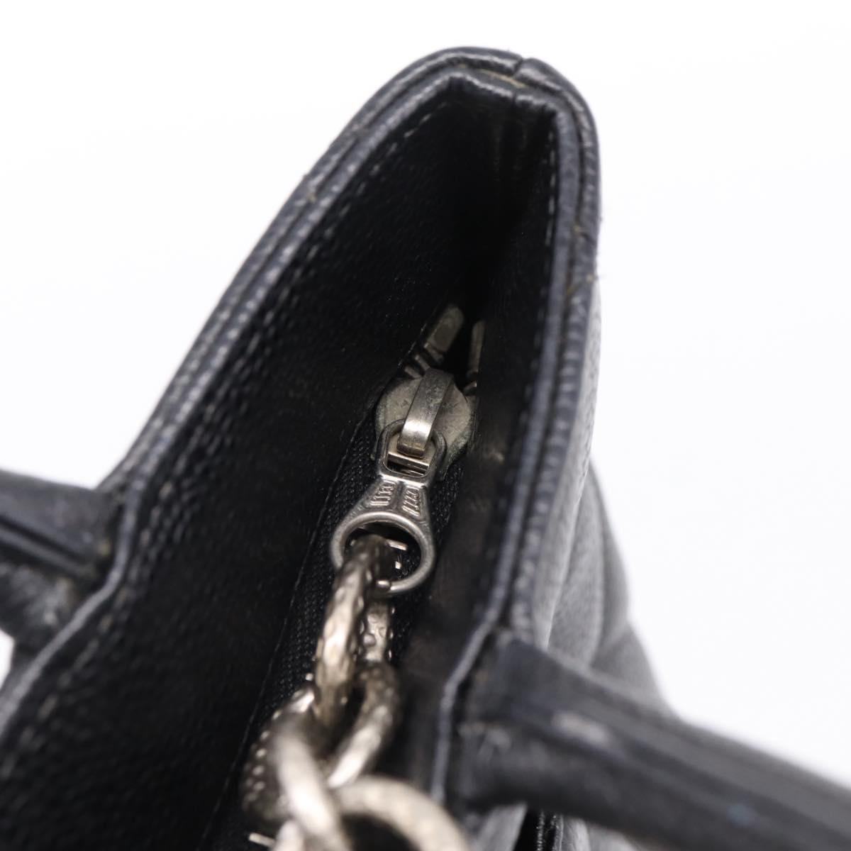 CHANEL Standard Tote Bag Caviar Skin Black Silver CC Auth ka6766V