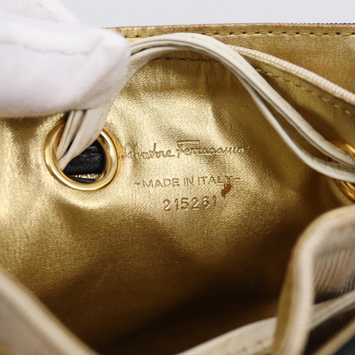 Salvatore Ferragamo Gancini Hand Bag Plastic Clear Gold Tone Auth ka6767V
