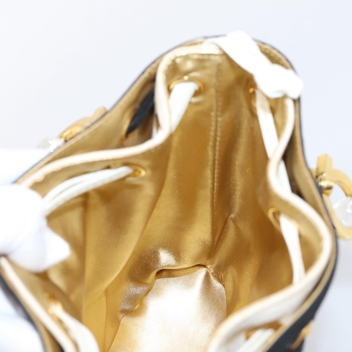 Salvatore Ferragamo Gancini Hand Bag Plastic Clear Gold Tone Auth ka6767V