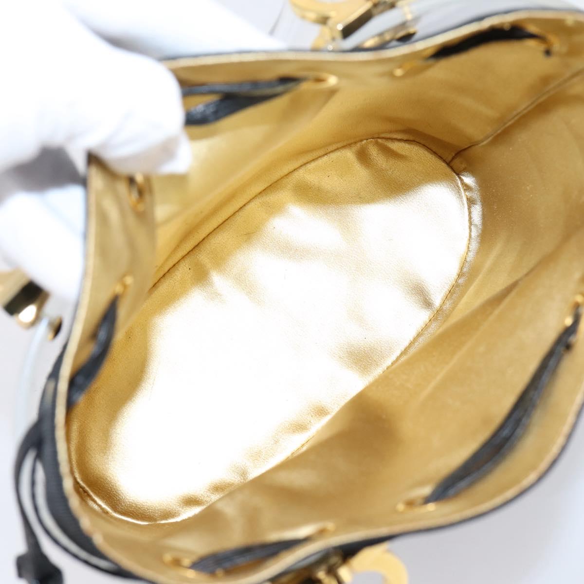 Salvatore Ferragamo Gancini Hand Bag Plastic Clear Gold Tone Auth ka6767V