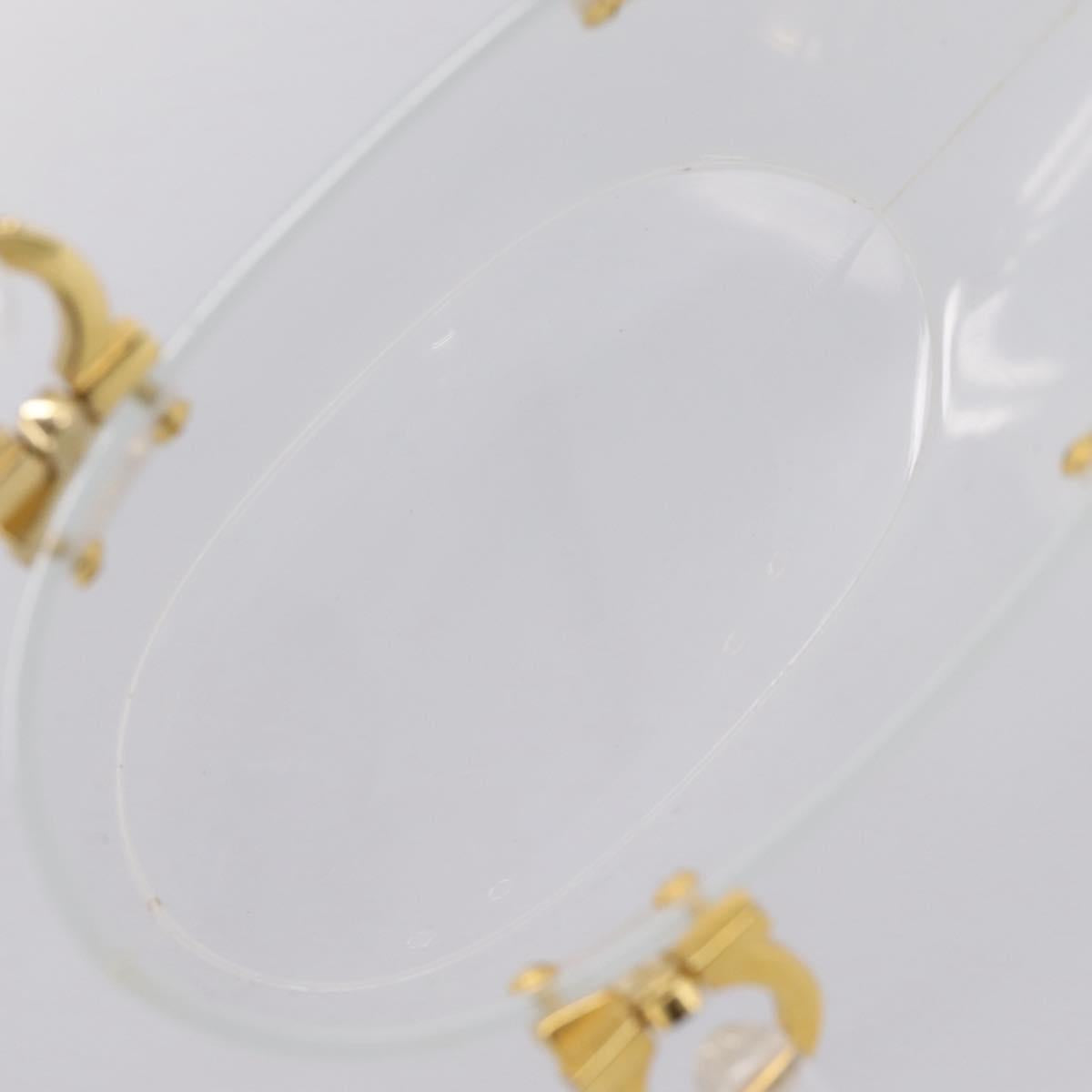 Salvatore Ferragamo Gancini Hand Bag Plastic Clear Gold Tone Auth ka6767V
