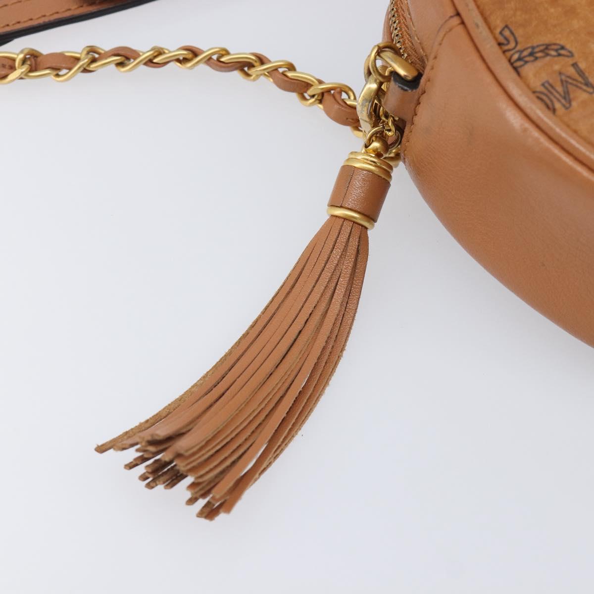 MCM Vicetos Shoulder Bag PVC Leather Brown Gold Tone Auth ka6772A