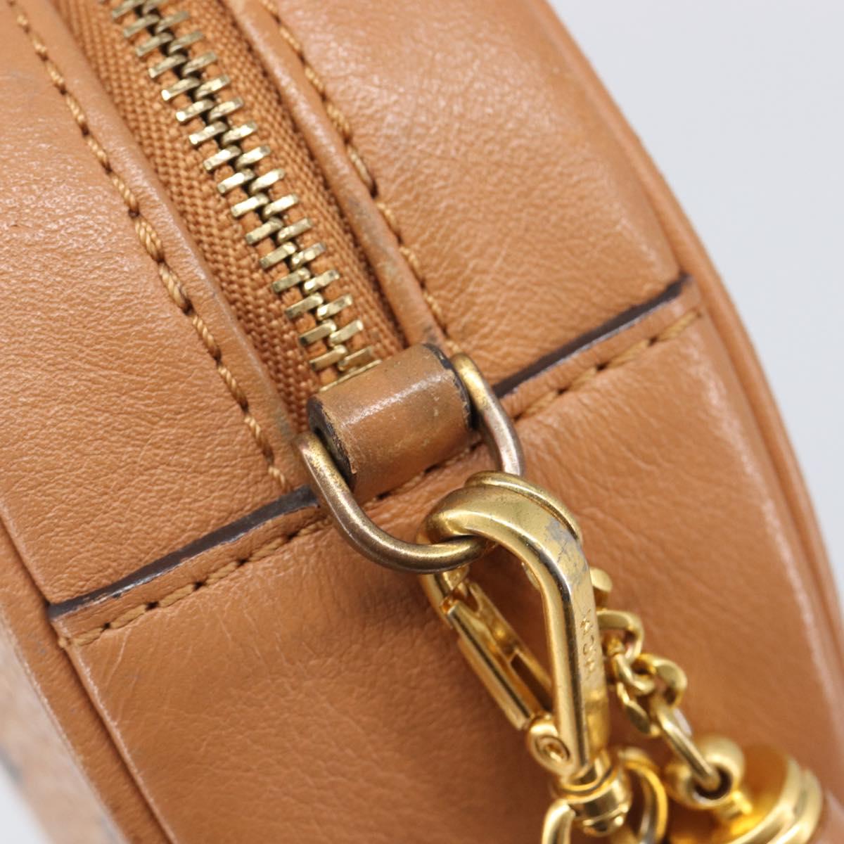 MCM Vicetos Shoulder Bag PVC Leather Brown Gold Tone Auth ka6772A