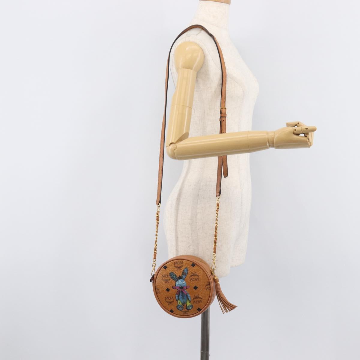 MCM Vicetos Shoulder Bag PVC Leather Brown Gold Tone Auth ka6772A