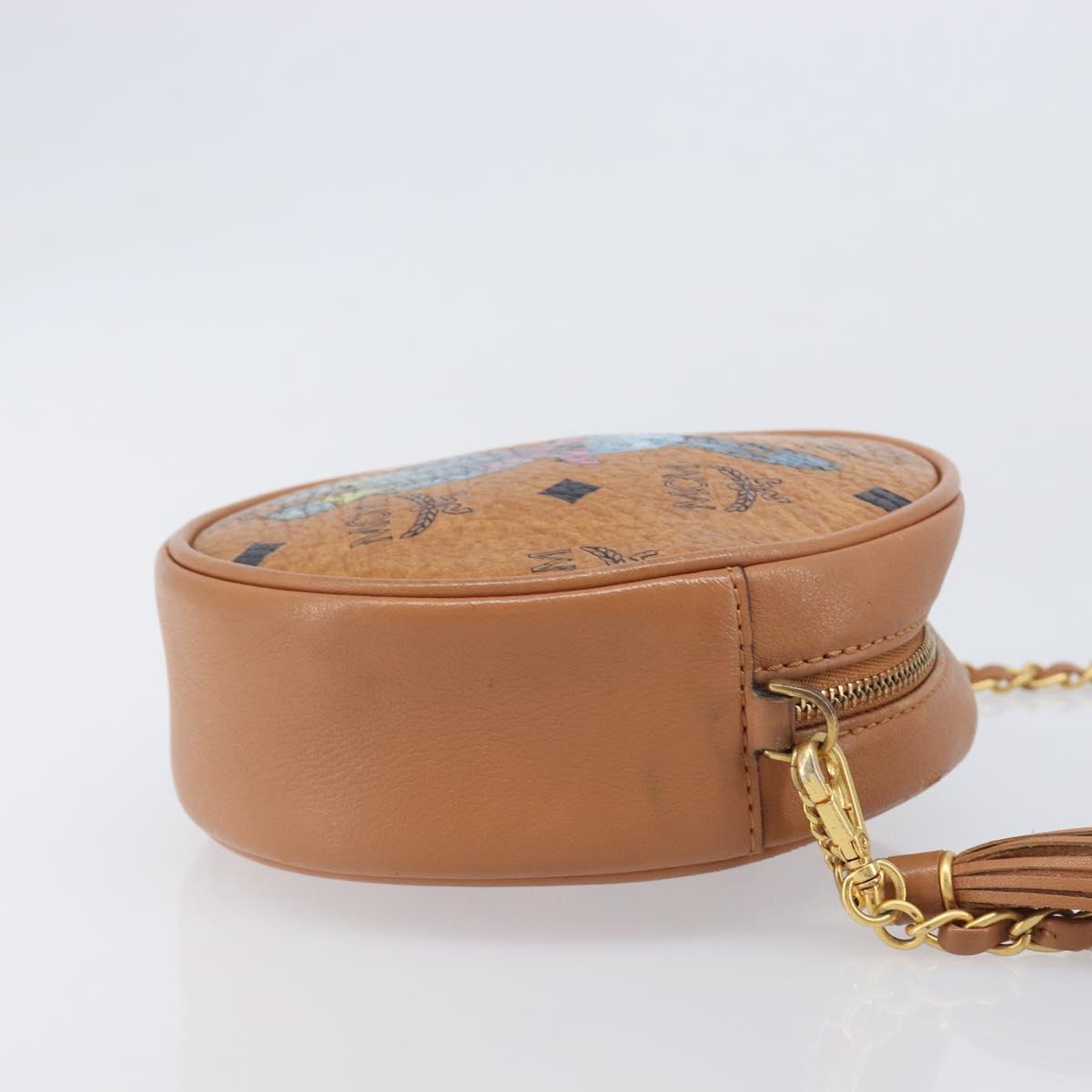 MCM Vicetos Shoulder Bag PVC Leather Brown Gold Tone Auth ka6772A