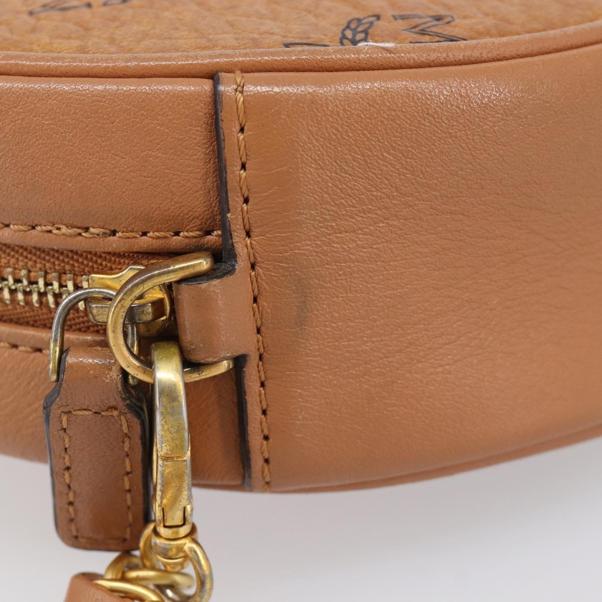 MCM Vicetos Shoulder Bag PVC Leather Brown Gold Tone Auth ka6772A