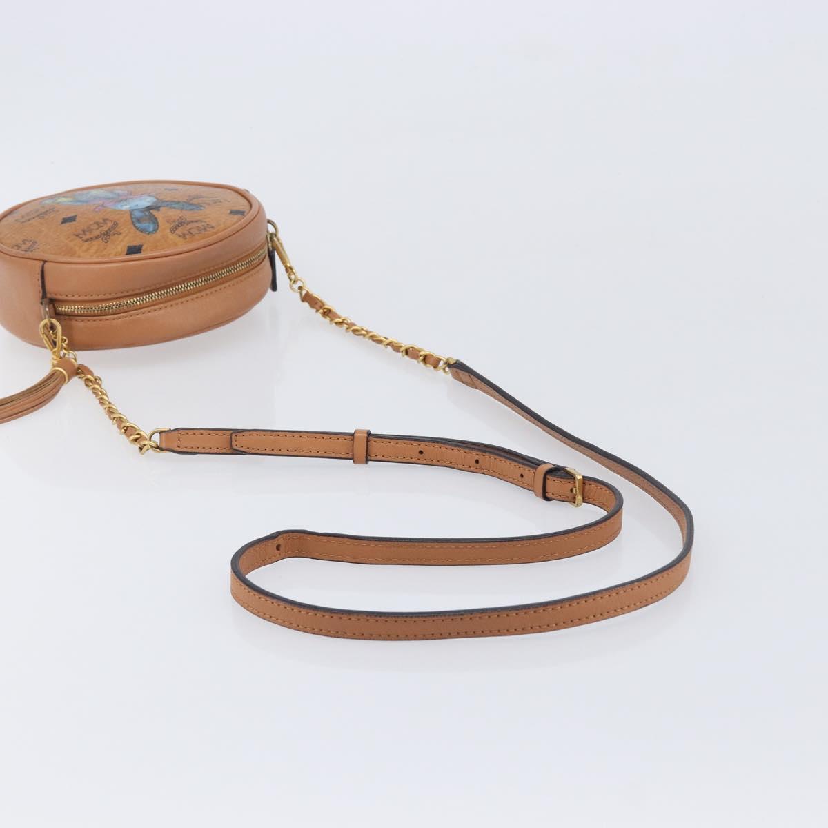 MCM Vicetos Shoulder Bag PVC Leather Brown Gold Tone Auth ka6772A