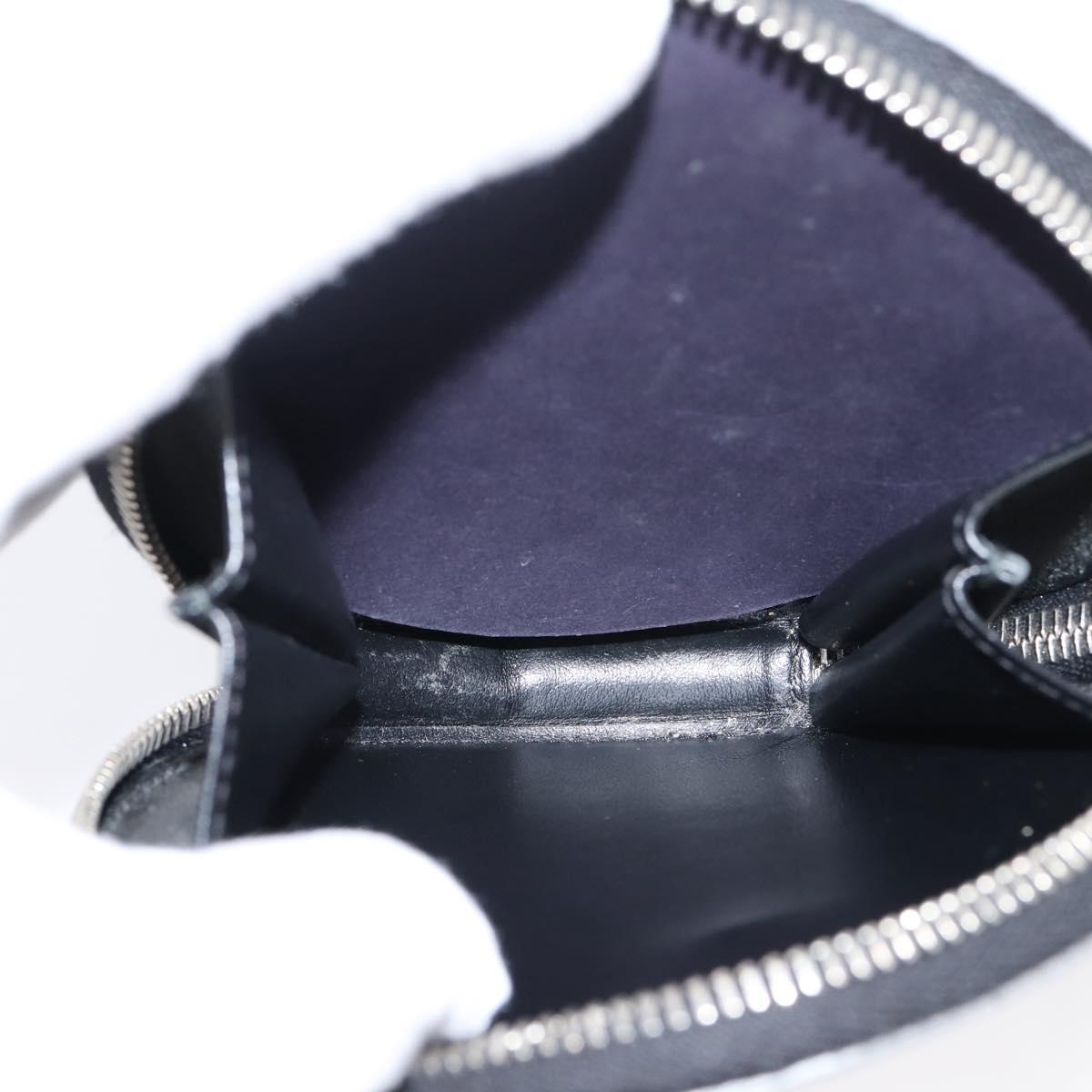 PRADA Chain Shoulder Coin Purse Leather Silver Auth ka6773A