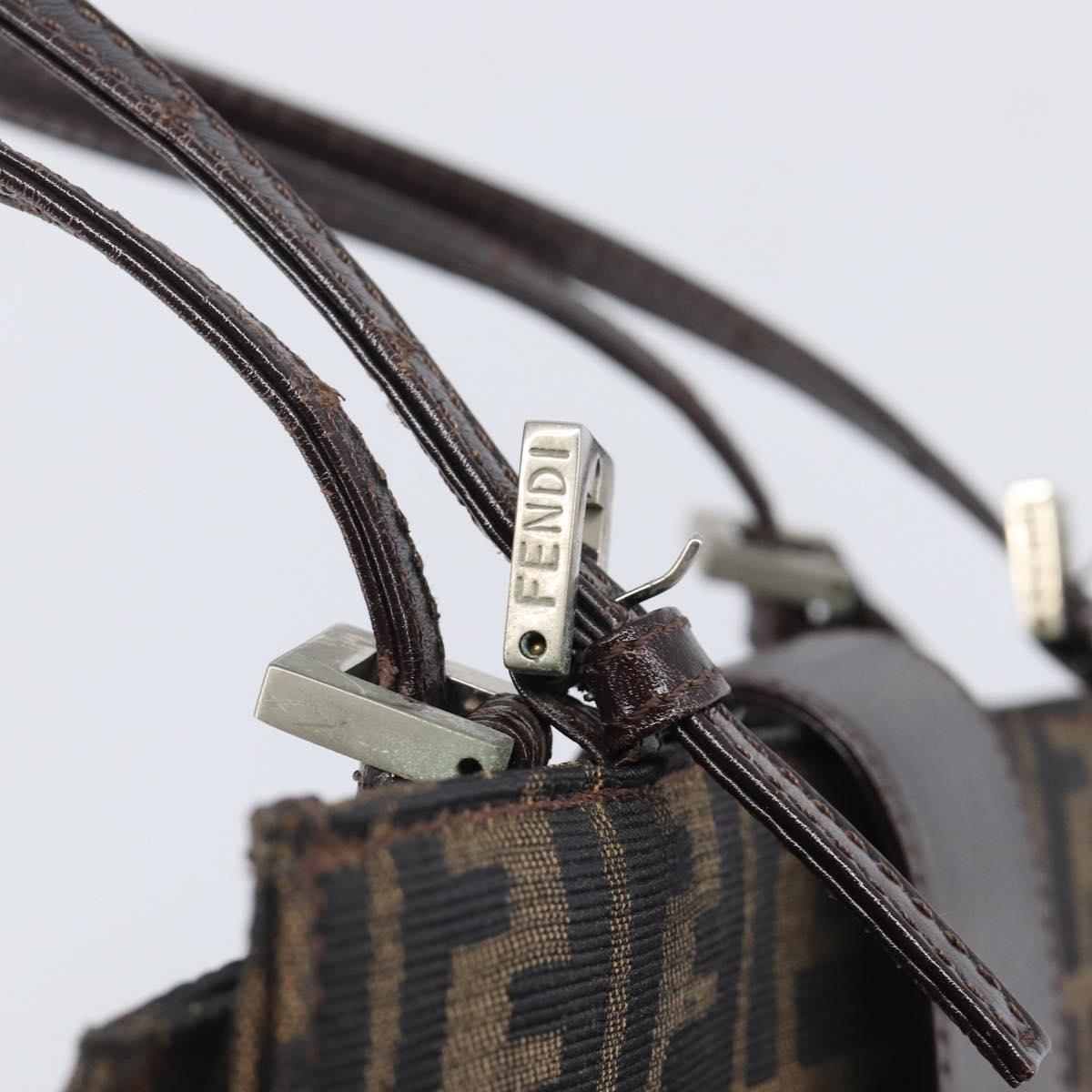 FENDI Zucca Canvas Hand Bag Black Silver Auth ka6776