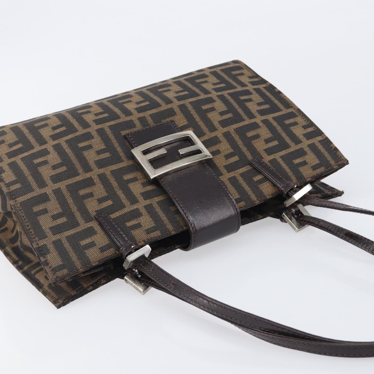 FENDI Zucca Canvas Hand Bag Black Silver Auth ka6776