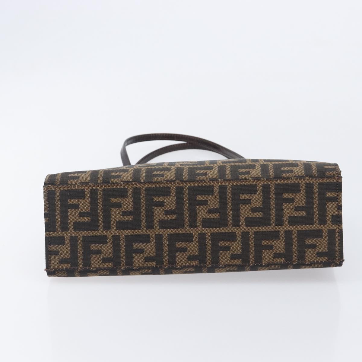 FENDI Zucca Canvas Hand Bag Black Silver Auth ka6776