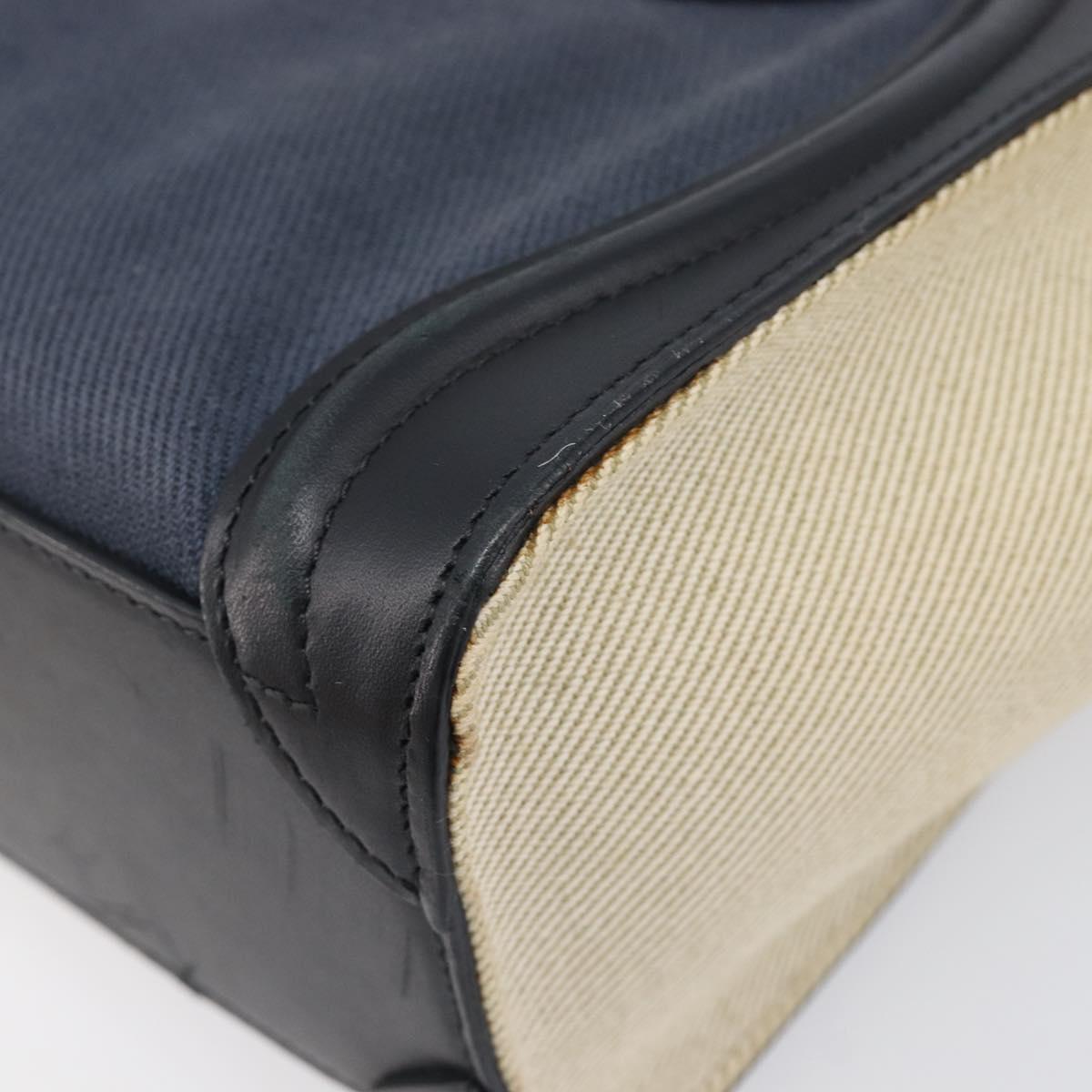 CELINE Luggage Nano Shopper Hand Bag Canvas 2way Navy Black Auth ka6779A
