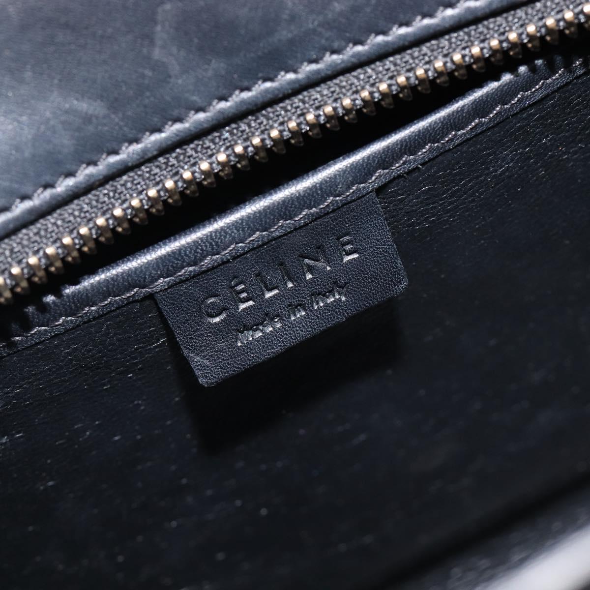 CELINE Luggage Nano Shopper Hand Bag Canvas 2way Navy Black Auth ka6779A