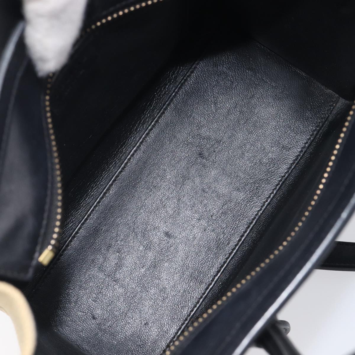 CELINE Luggage Nano Shopper Hand Bag Canvas 2way Navy Black Auth ka6779A