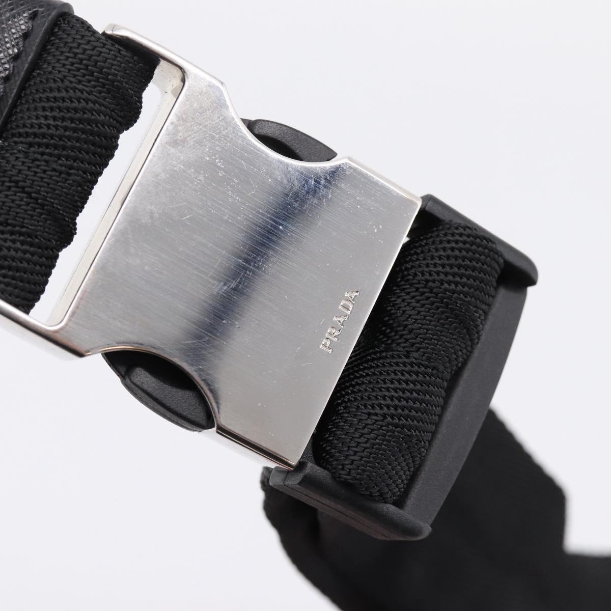 PRADA Waist Bag Nylon Black Silver Auth ka6780M