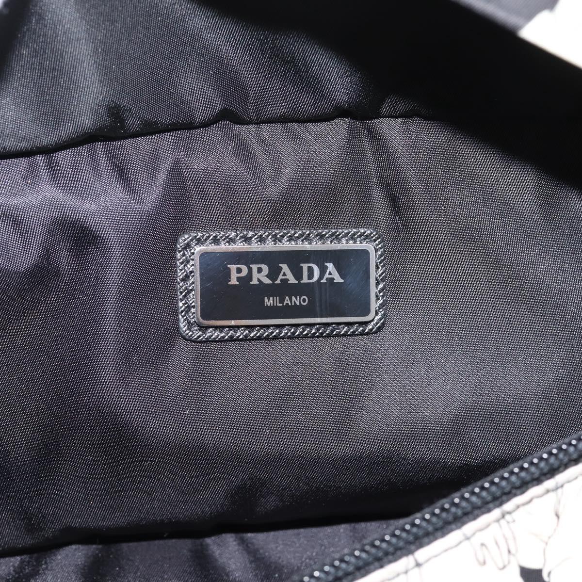 PRADA Waist Bag Nylon Black Silver Auth ka6780M