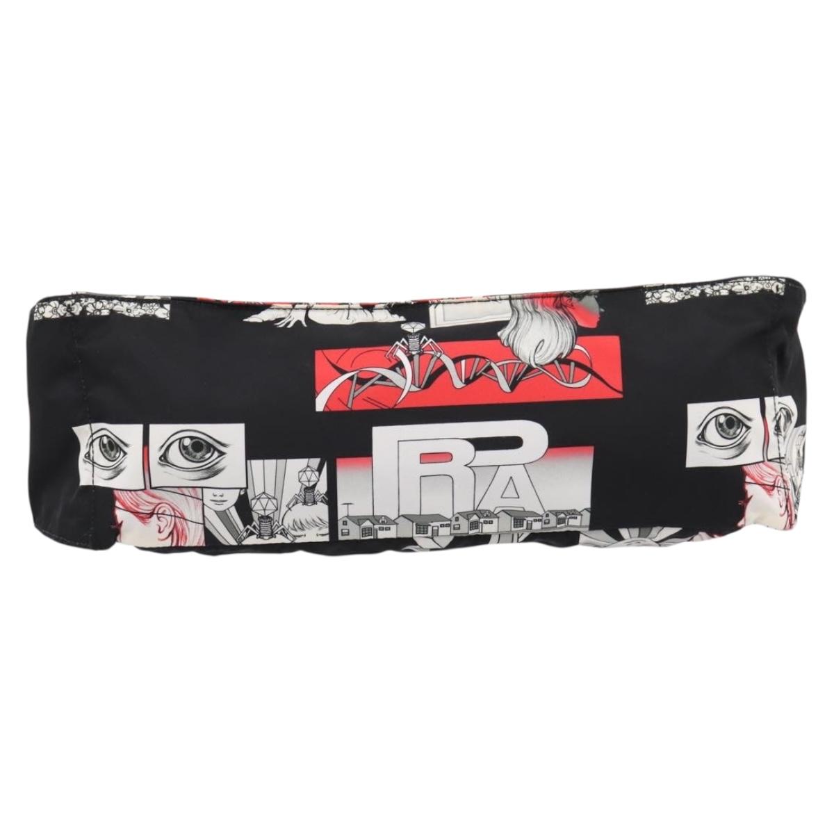 PRADA Waist Bag Nylon Black Silver Auth ka6780M