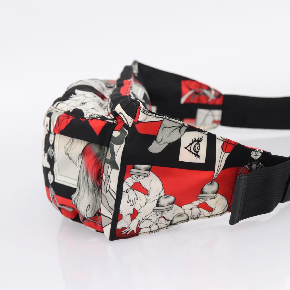 PRADA Waist Bag Nylon Black Silver Auth ka6780M