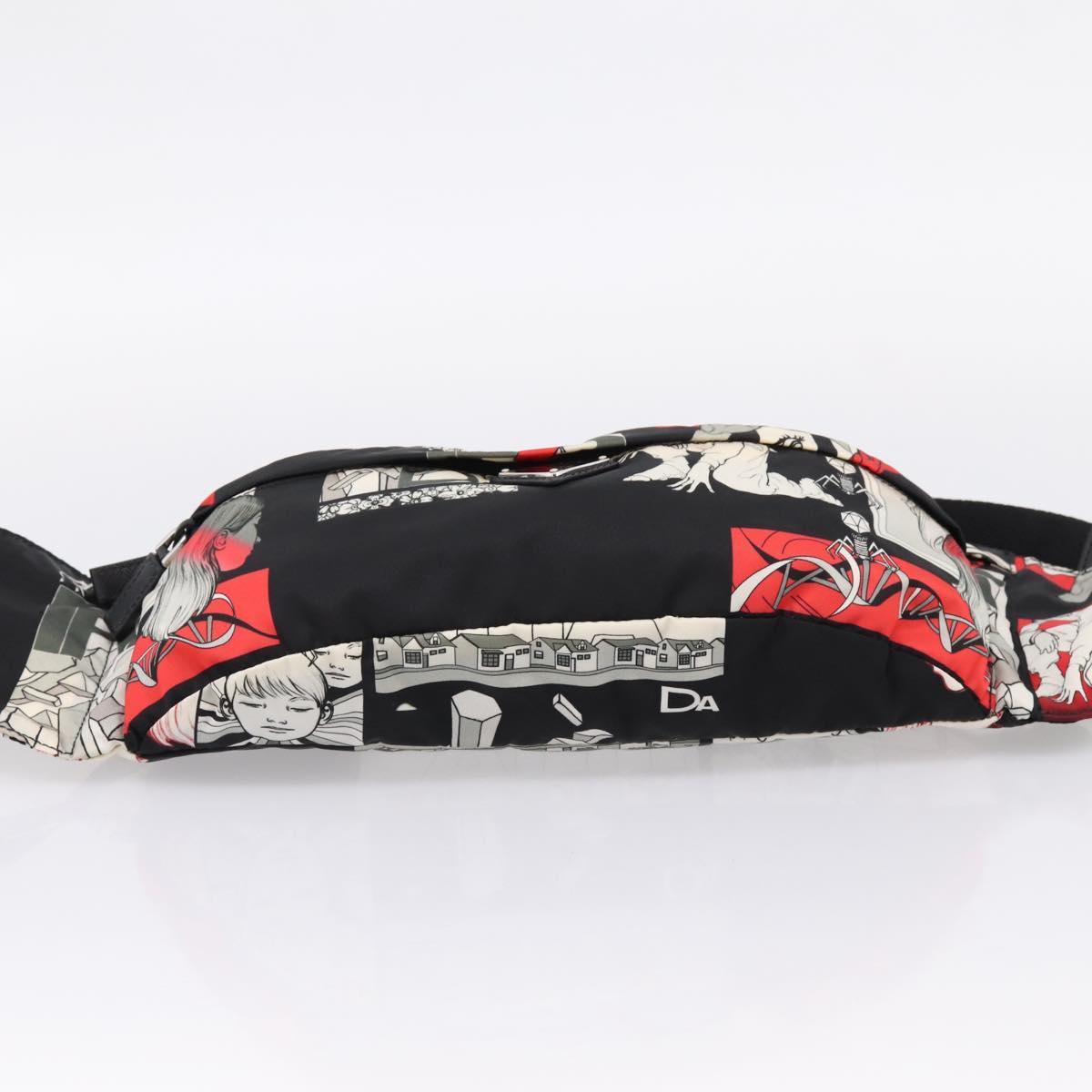 PRADA Waist Bag Nylon Black Silver Auth ka6780M