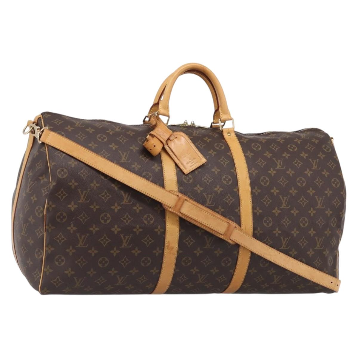 LOUIS VUITTON Monogram Keepall Bandouliere 60 Boston Bag M41412 LV Auth ka6781