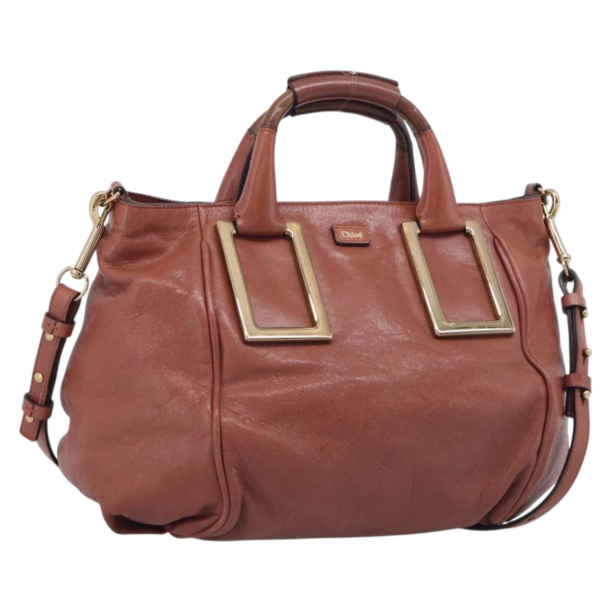 Chloe Etel Hand Bag Leather 2way Pink Gold Auth ka6785A