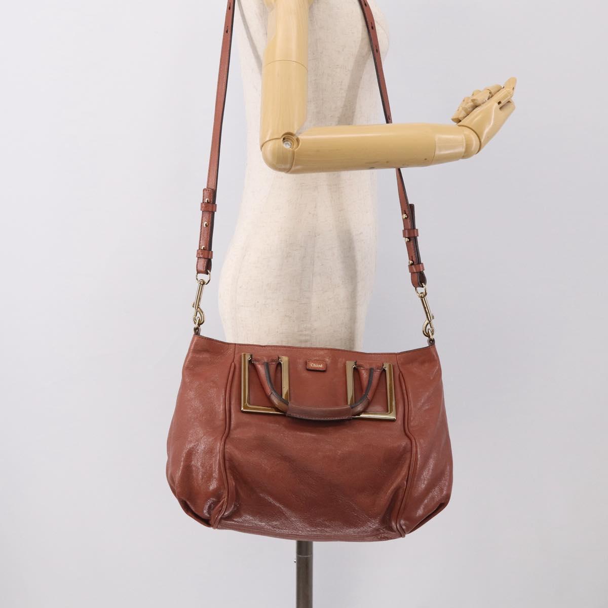 Chloe Etel Hand Bag Leather 2way Pink Gold Auth ka6785A