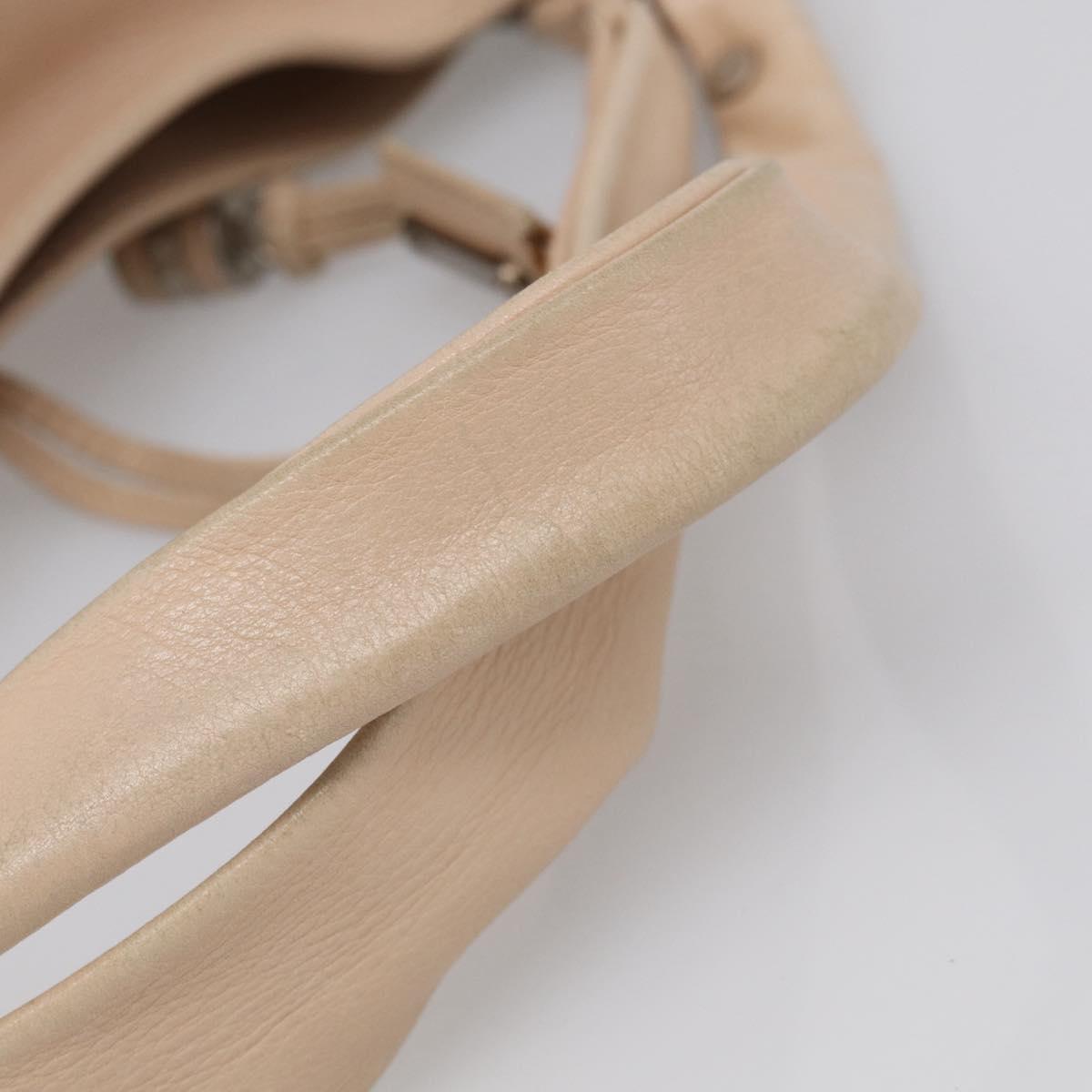 CELINE Bittersweet Tote Bag Leather Beige Silver Auth ka6791A