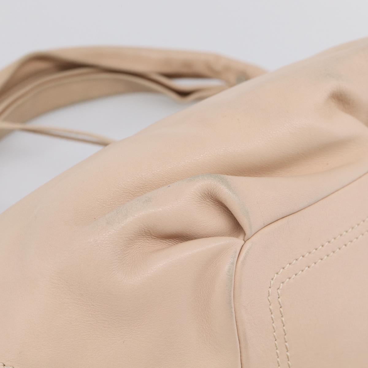 CELINE Bittersweet Tote Bag Leather Beige Silver Auth ka6791A