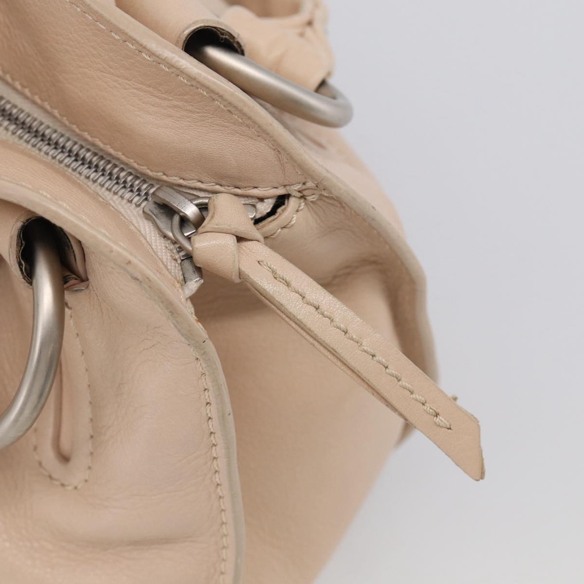 CELINE Bittersweet Tote Bag Leather Beige Silver Auth ka6791A