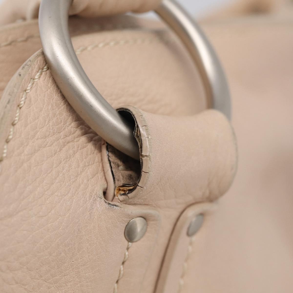 CELINE Bittersweet Tote Bag Leather Beige Silver Auth ka6791A
