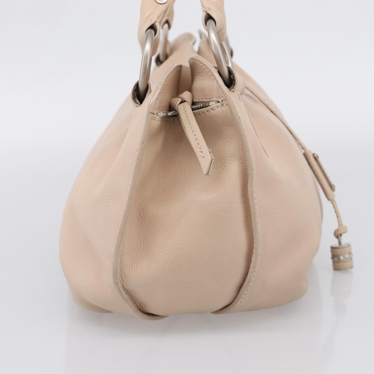 CELINE Bittersweet Tote Bag Leather Beige Silver Auth ka6791A