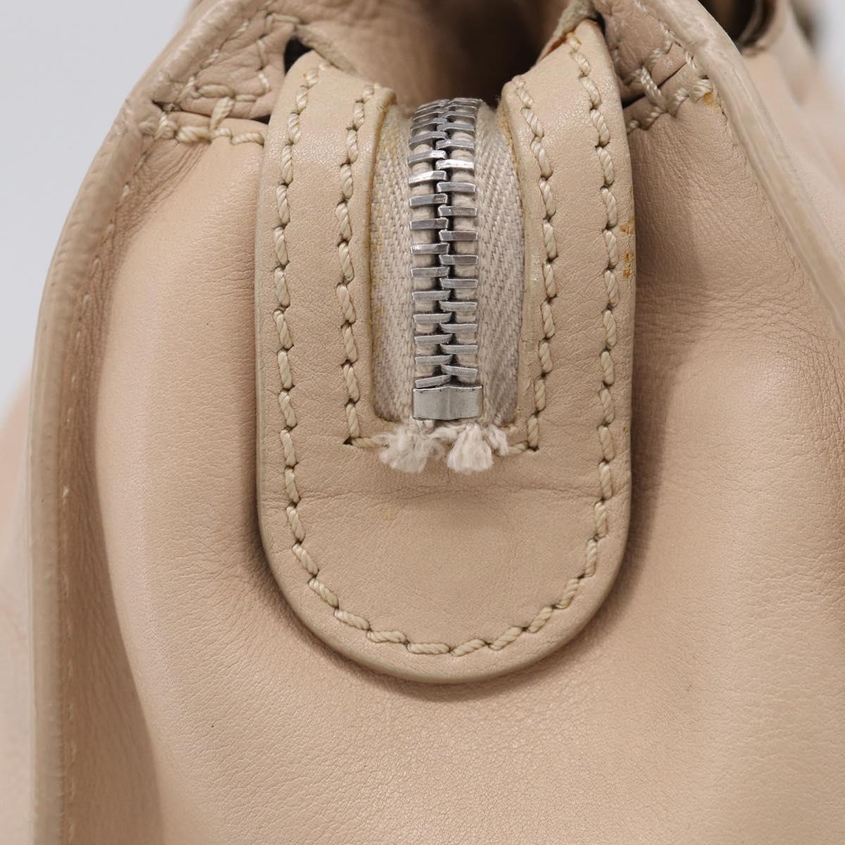 CELINE Bittersweet Tote Bag Leather Beige Silver Auth ka6791A
