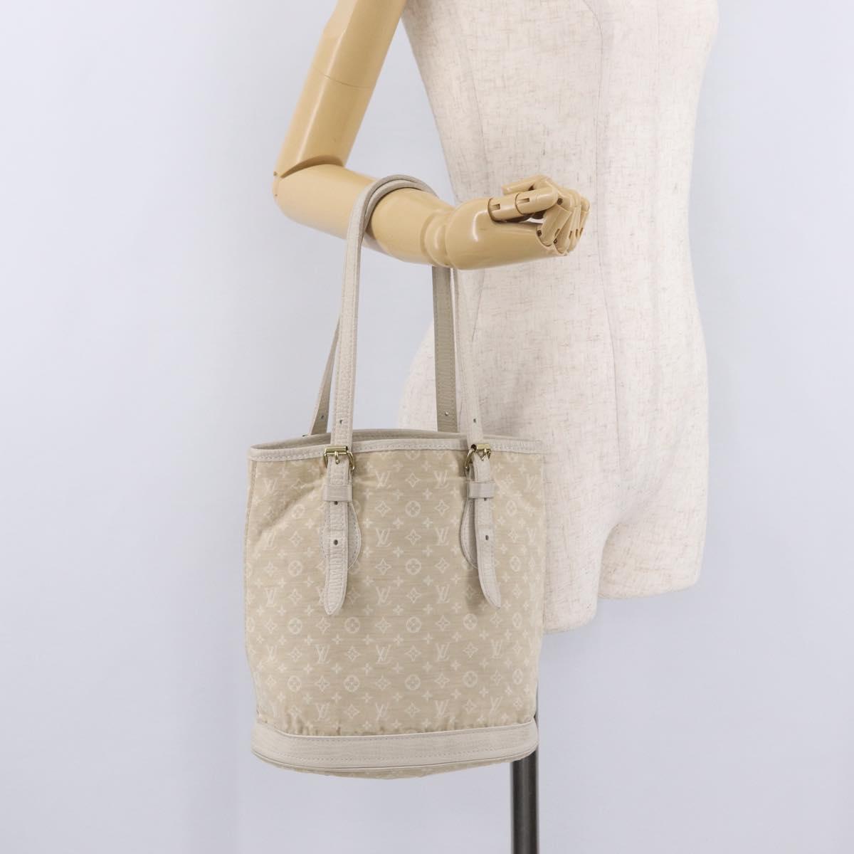 LOUIS VUITTON Monogram Mini Lin Bucket PM Shoulder Bag Dunne M95316 Auth ka6792