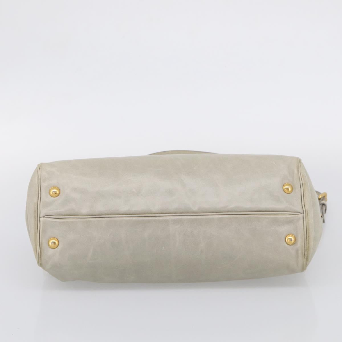 PRADA Hand Bag Leather 2way Beige Gold Auth ka6793A