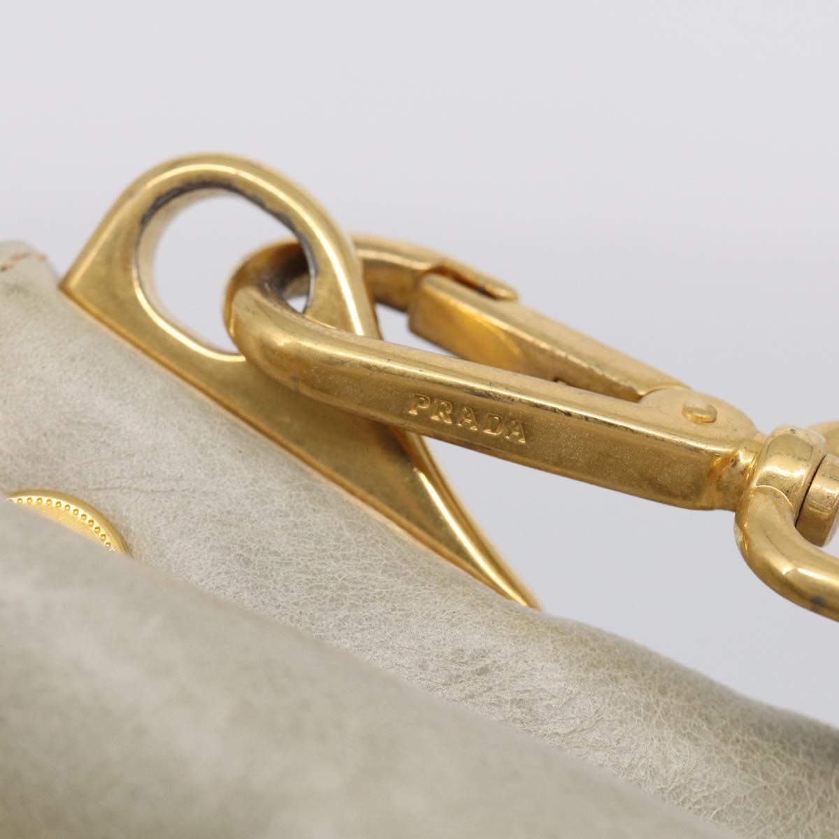 PRADA Hand Bag Leather 2way Beige Gold Auth ka6793A