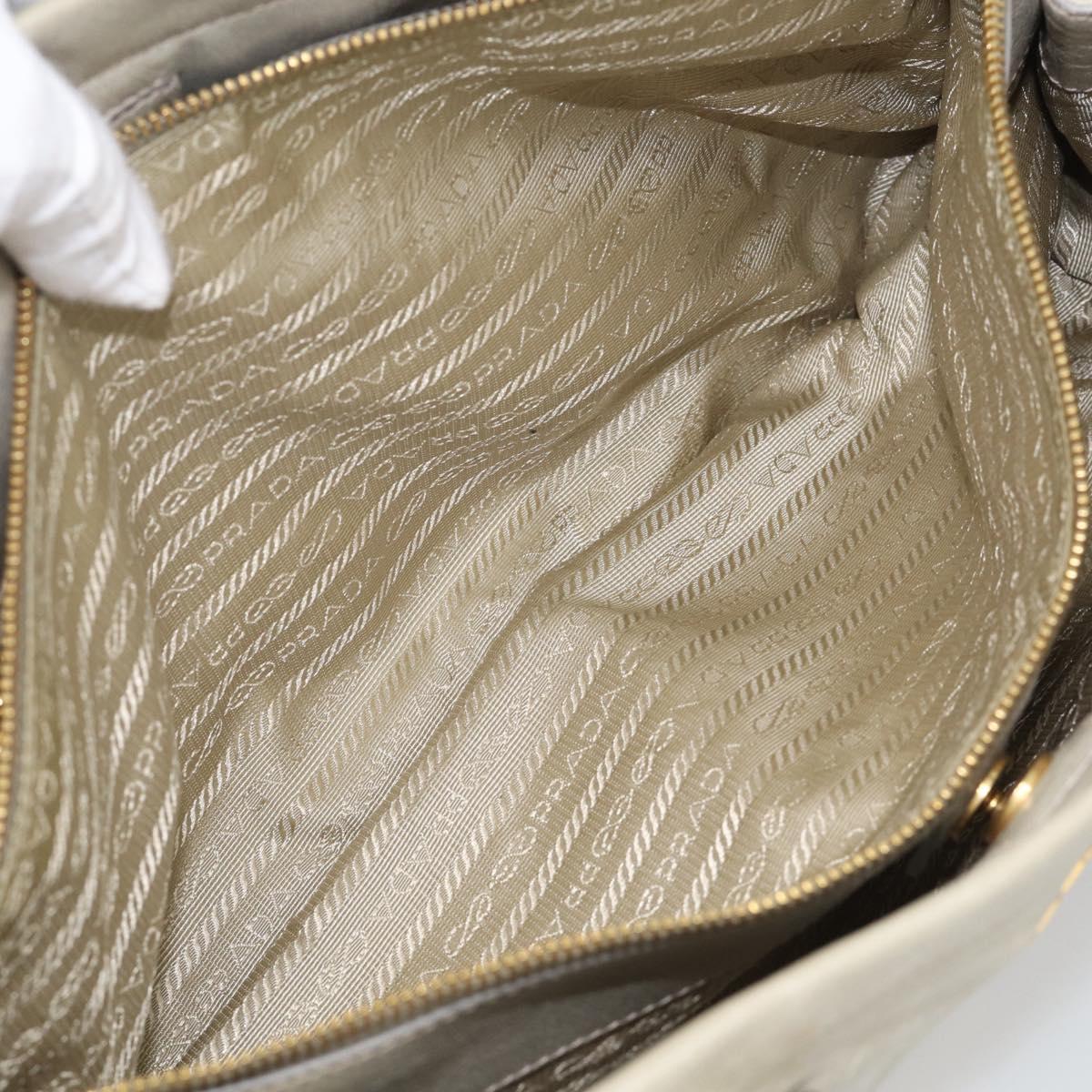 PRADA Hand Bag Leather 2way Beige Gold Auth ka6793A