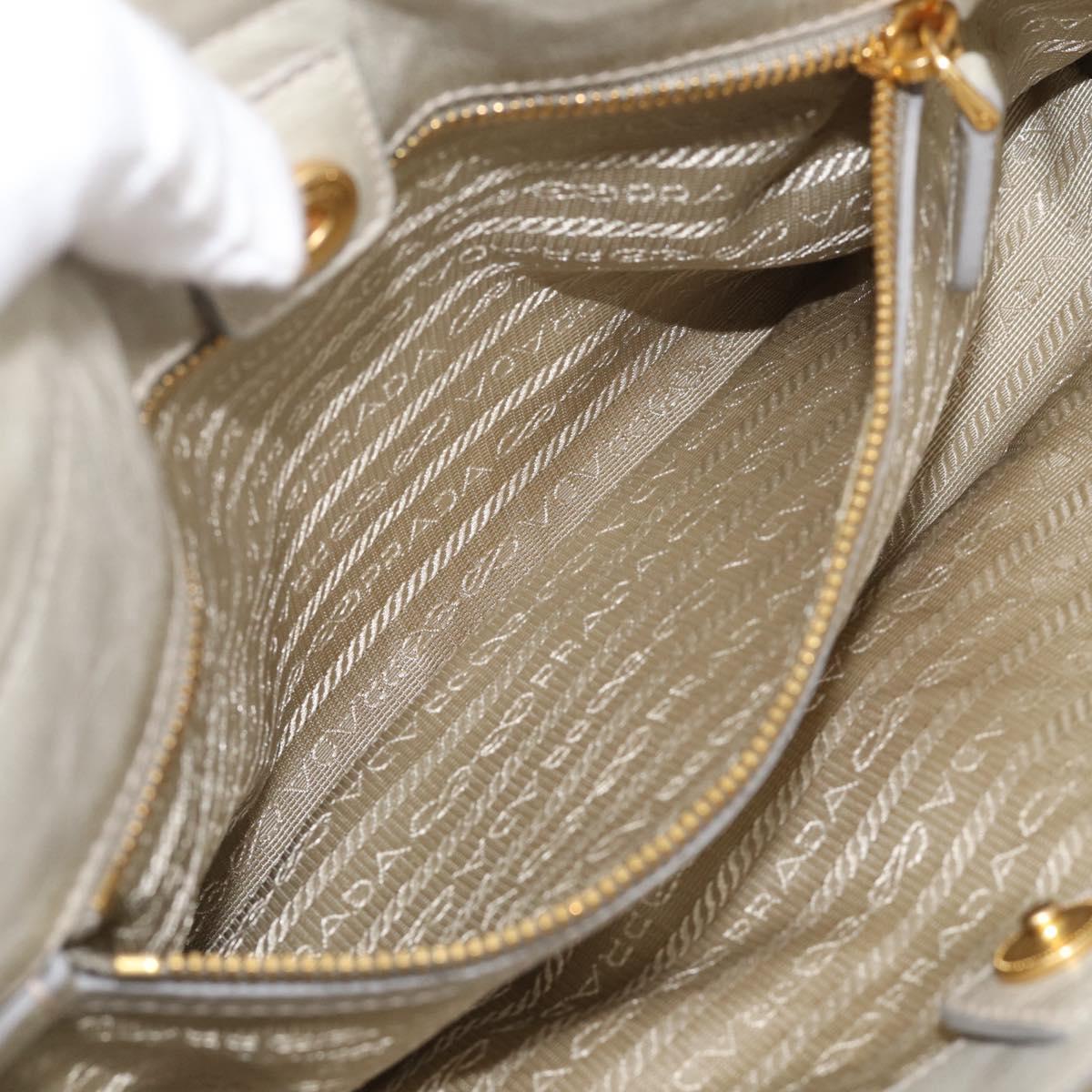 PRADA Hand Bag Leather 2way Beige Gold Auth ka6793A