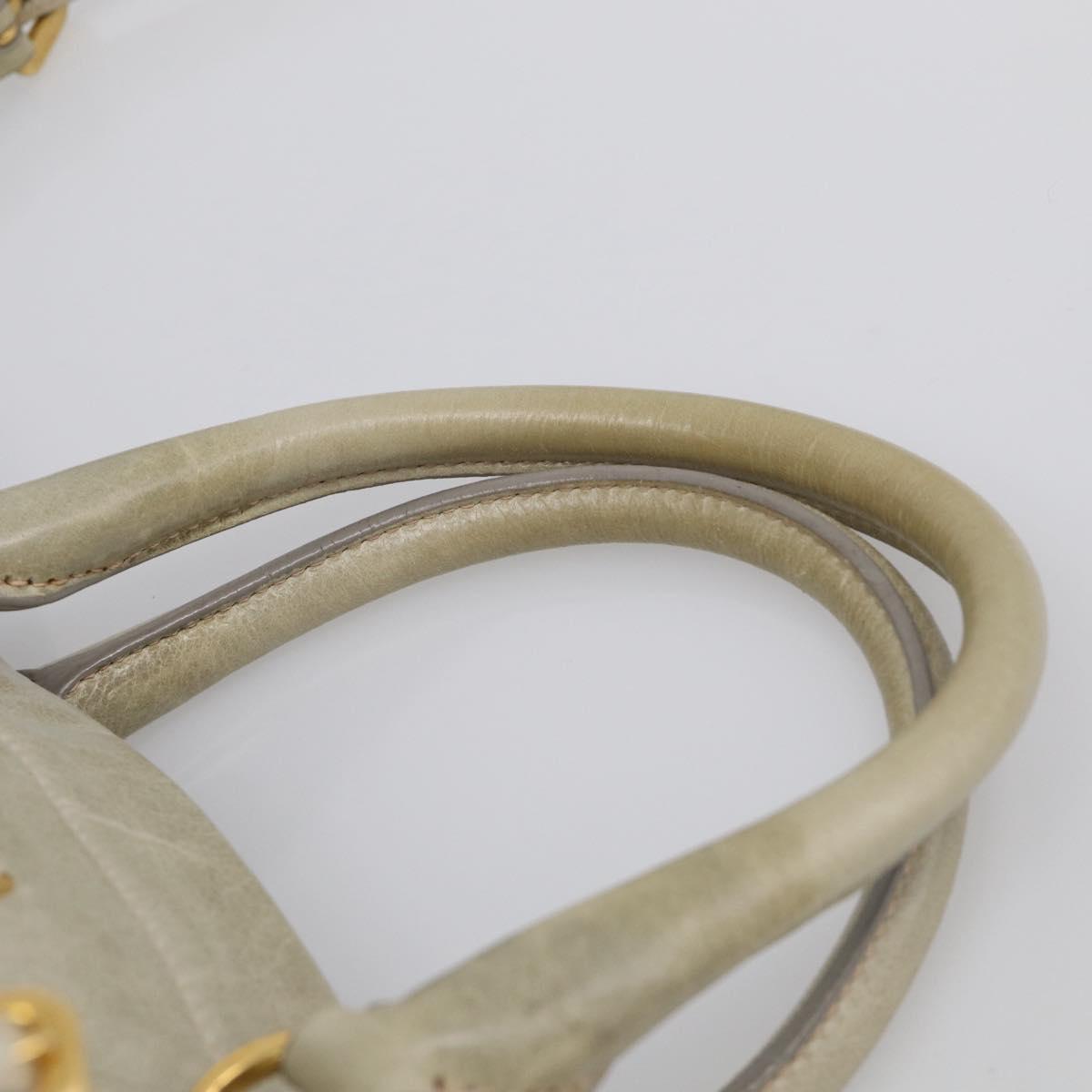 PRADA Hand Bag Leather 2way Beige Gold Auth ka6793A