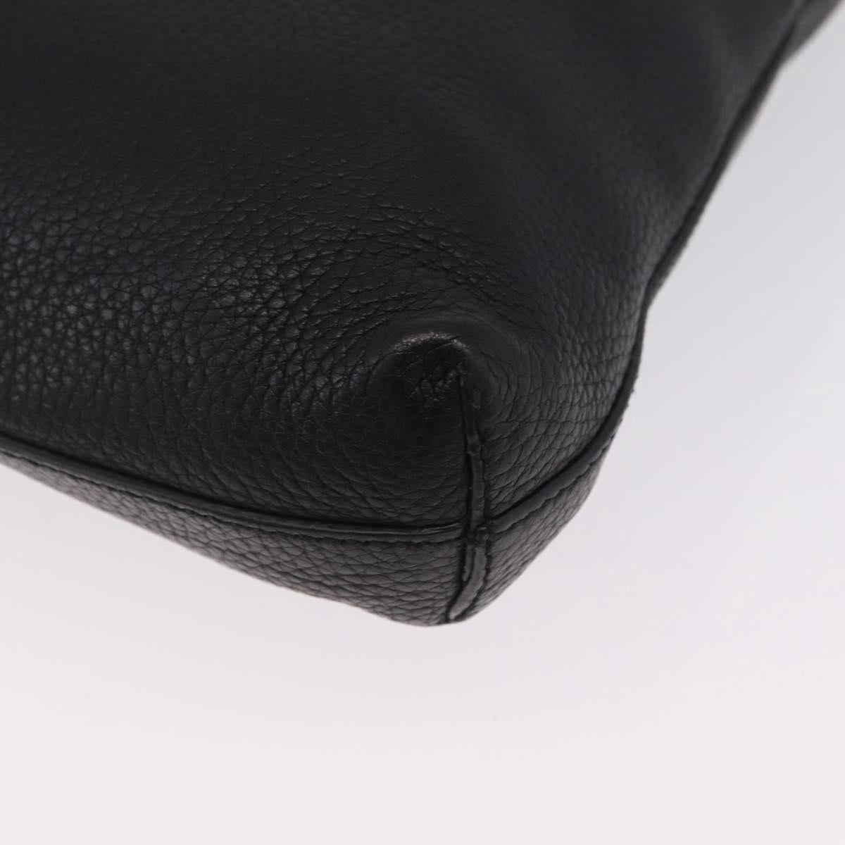 GUCCI Interlocking Shoulder Bag Leather Black Silver 322059 Auth ka6794V