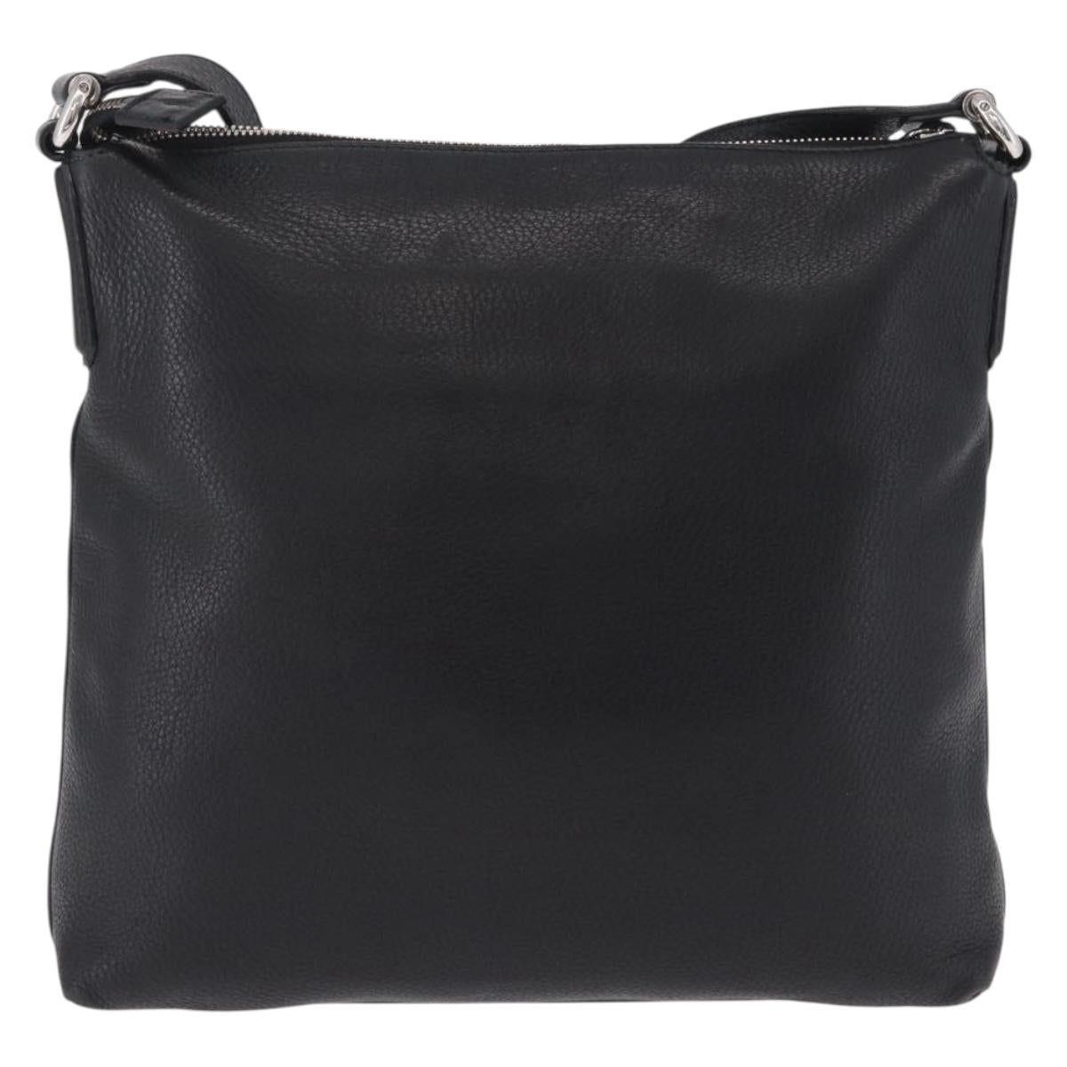 GUCCI Interlocking Shoulder Bag Leather Black Silver 322059 Auth ka6794V