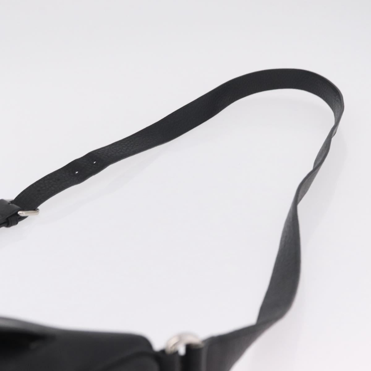 GUCCI Interlocking Shoulder Bag Leather Black Silver 322059 Auth ka6794V